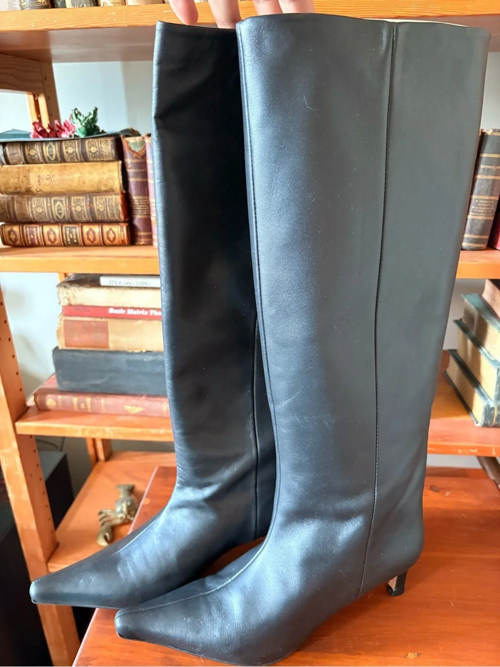 Topshop Black Over-the-Knee Pointed-Toe Boots